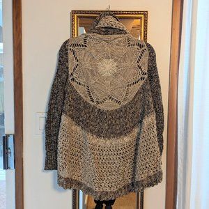 Chunky Knit Boho Flower Cardigan